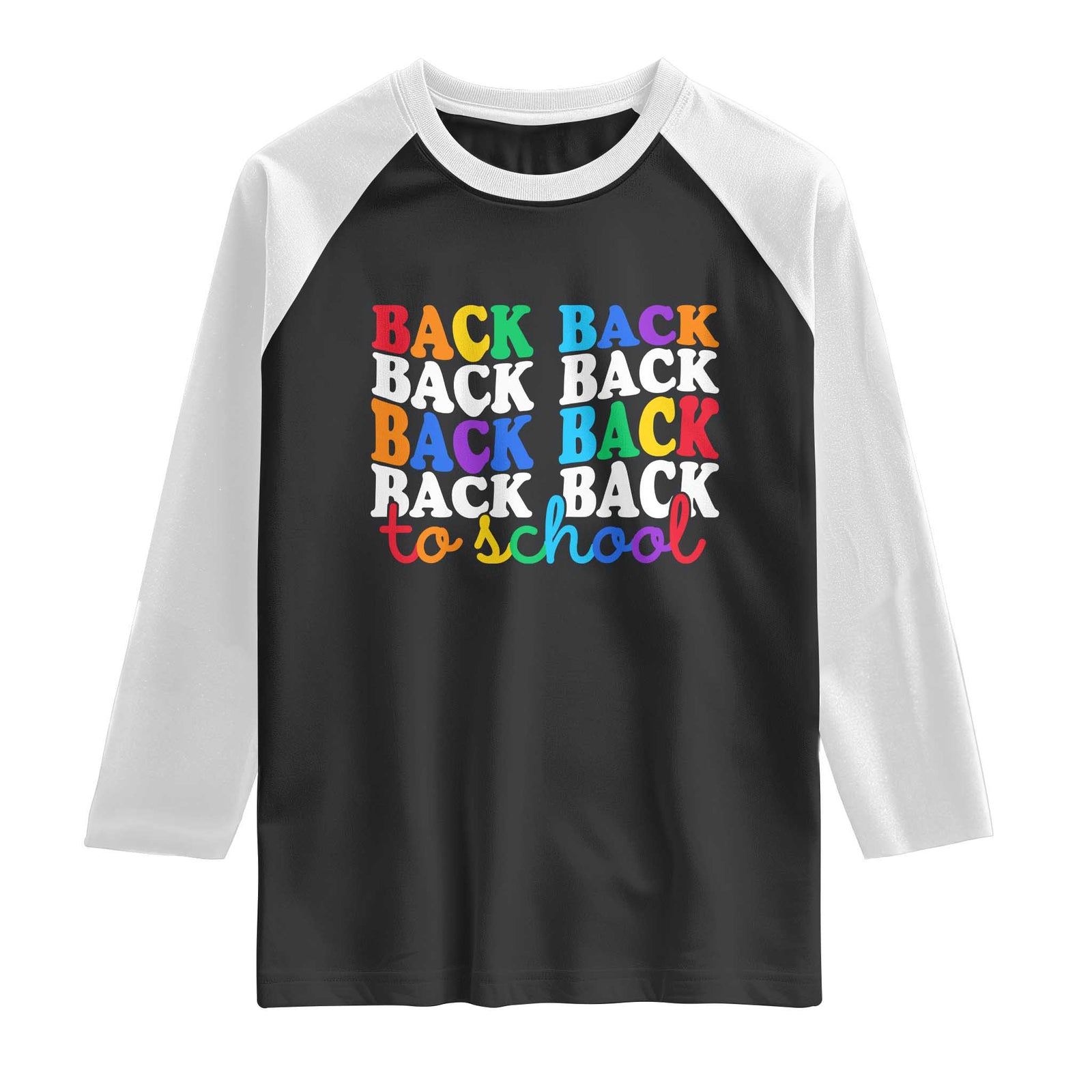 Groovy Back To School Raglan Shirt First Day of School Colorful Teacher Student Kids TS14 Black White Print Your Wear