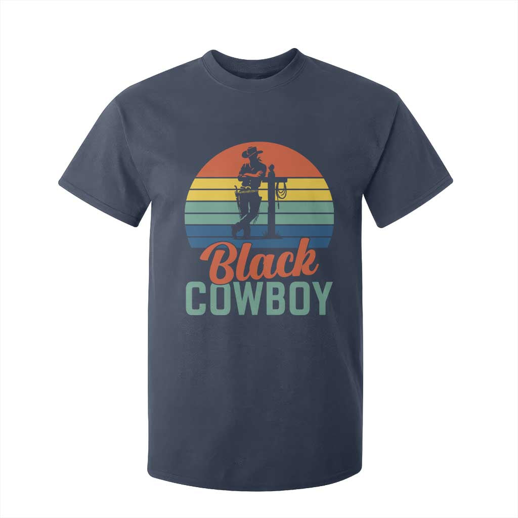 Black Cowboy Sunset T Shirt For Kid Western Rodeo Cross TS14 Navy Print Your Wear