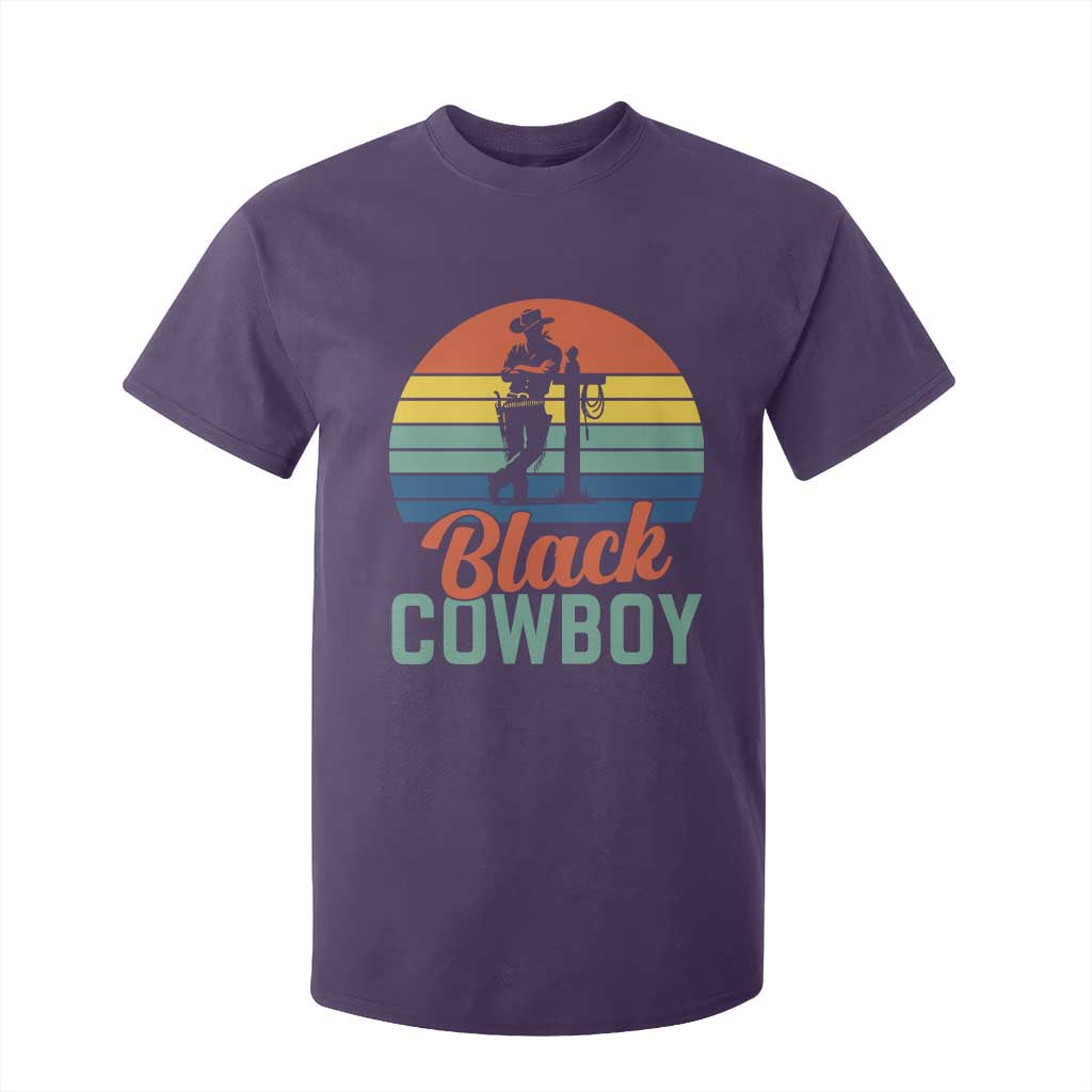 Black Cowboy Sunset T Shirt For Kid Western Rodeo Cross TS14 Purple Print Your Wear