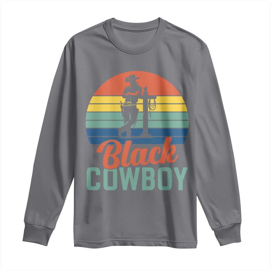 Black Cowboy Sunset Long Sleeve Shirt Western Rodeo Cross TS14 Charcoal Print Your Wear