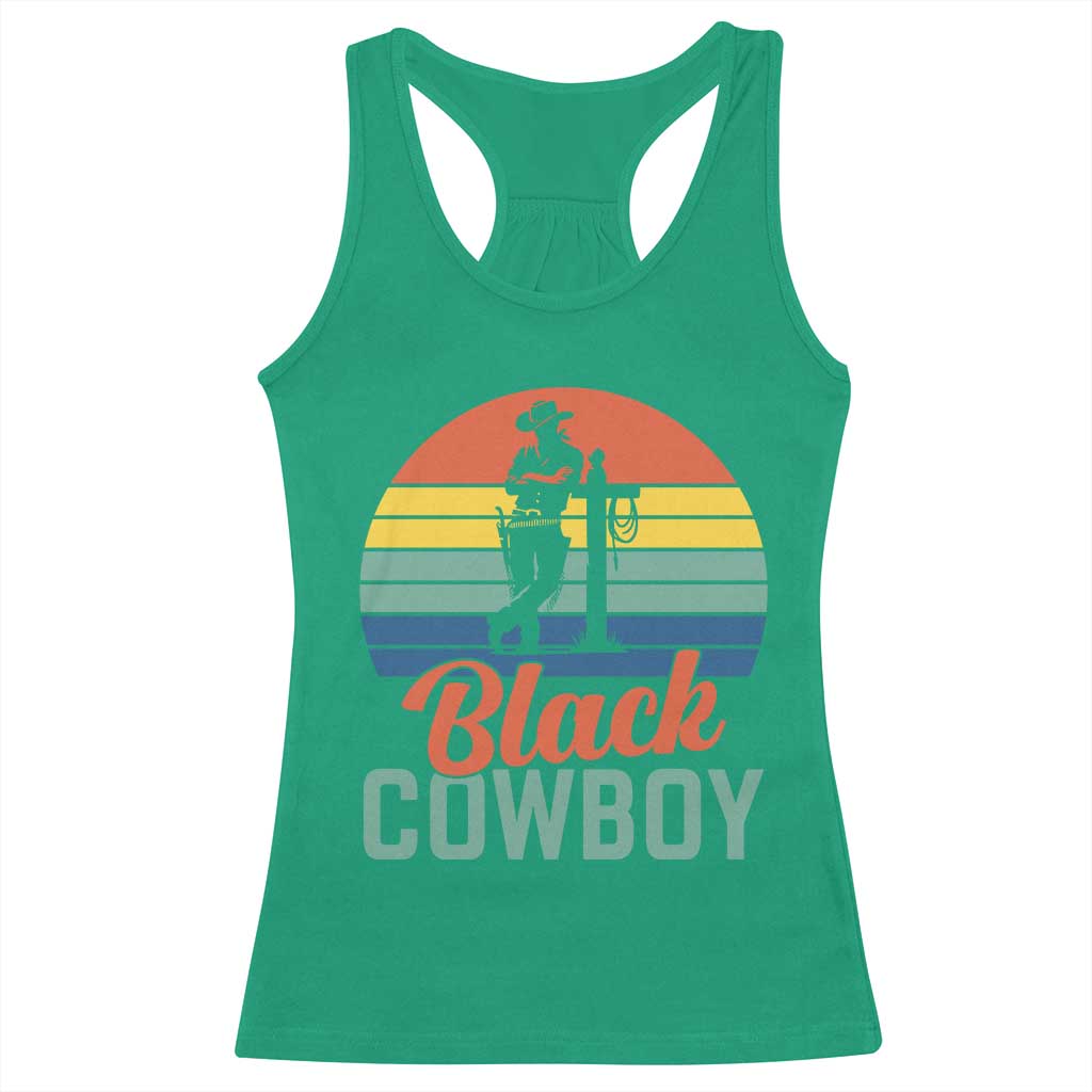 Black Cowboy Sunset Racerback Tank Top Western Rodeo Cross TS14 Irish Green Print Your Wear