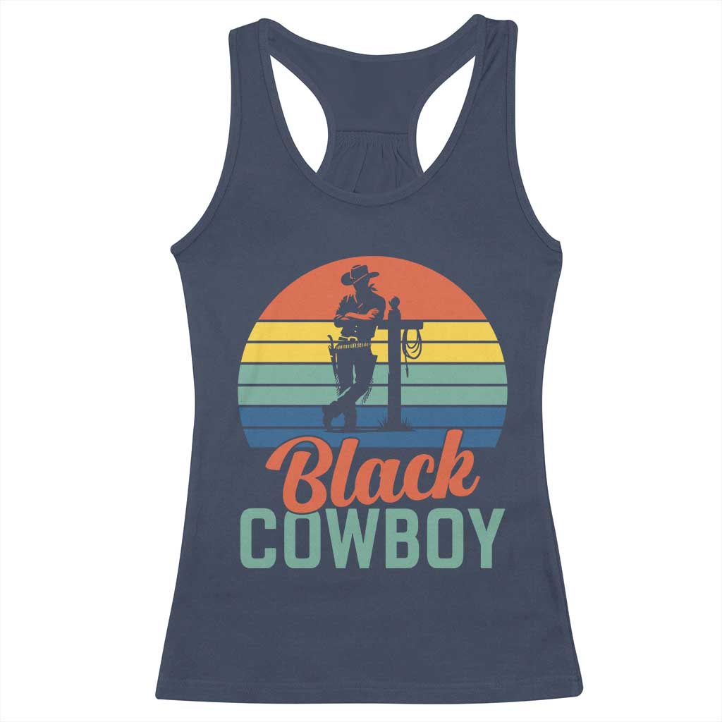 Black Cowboy Sunset Racerback Tank Top Western Rodeo Cross TS14 Navy Print Your Wear