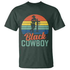 Black Cowboy Sunset T Shirt Western Rodeo Cross TS14 Dark Forest Green Print Your Wear