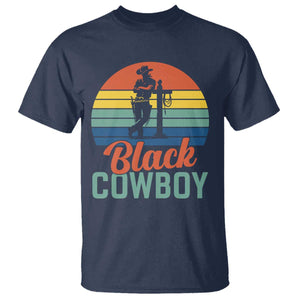 Black Cowboy Sunset T Shirt Western Rodeo Cross TS14 Navy Print Your Wear