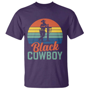 Black Cowboy Sunset T Shirt Western Rodeo Cross TS14 Purple Print Your Wear