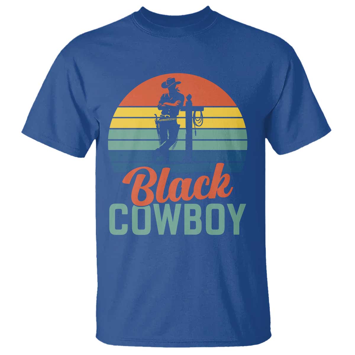 Black Cowboy Sunset T Shirt Western Rodeo Cross TS14 Royal Blue Print Your Wear