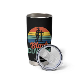 Black Cowboy Sunset Tumbler Cup Western Rodeo Cross TS14 Print Your Wear
