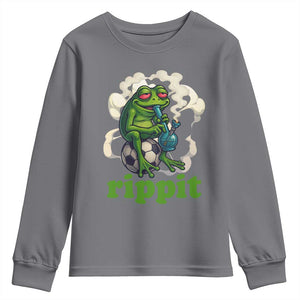 Rippit Stoner Frog Youth Sweatshirt Smoking Weed Pot Marijuana Cannabis 420 TS14 Charcoal Print Your Wear