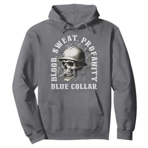 Skull Smoking Hoodie Blood Sweat Profanity Blue Collar TS14 Charcoal Print Your Wear