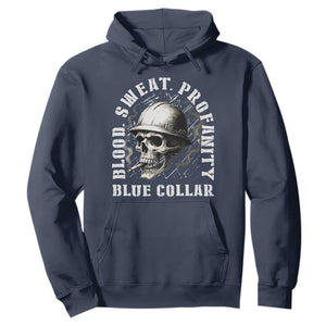 Skull Smoking Hoodie Blood Sweat Profanity Blue Collar TS14 Navy Print Your Wear