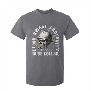 Skull Smoking T Shirt For Kid Blood Sweat Profanity Blue Collar TS14 Charcoal Print Your Wear