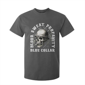 Skull Smoking T Shirt For Kid Blood Sweat Profanity Blue Collar TS14 Dark Heather Print Your Wear