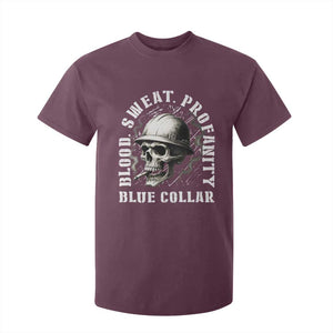 Skull Smoking T Shirt For Kid Blood Sweat Profanity Blue Collar TS14 Maroon Print Your Wear