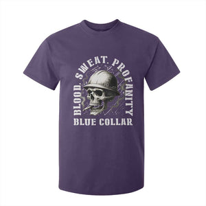 Skull Smoking T Shirt For Kid Blood Sweat Profanity Blue Collar TS14 Purple Print Your Wear