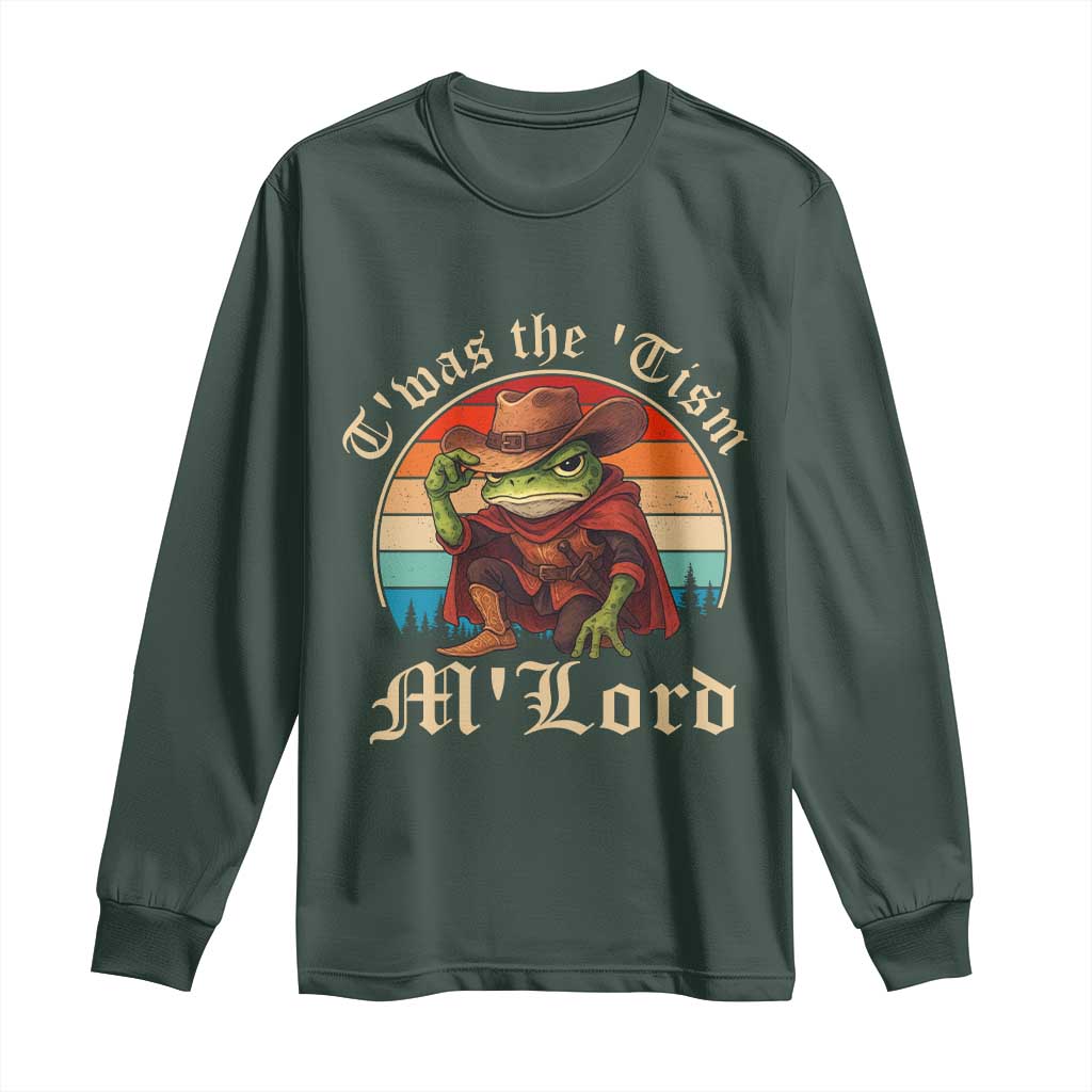 Funny Frog Autism Long Sleeve Shirt T'was The 'Tism M'Lord TS14 Dark Forest Green Print Your Wear