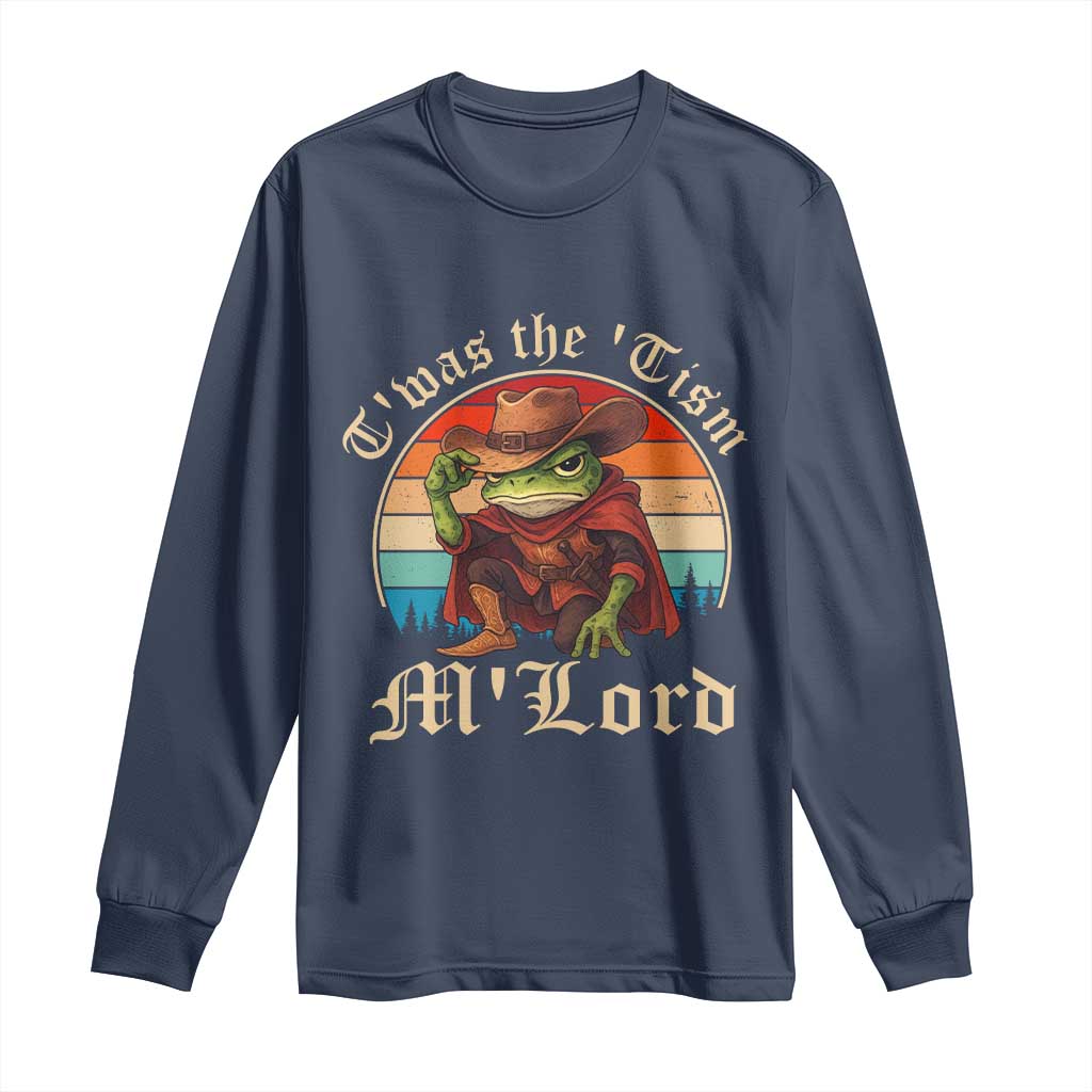 Funny Frog Autism Long Sleeve Shirt T'was The 'Tism M'Lord TS14 Navy Print Your Wear