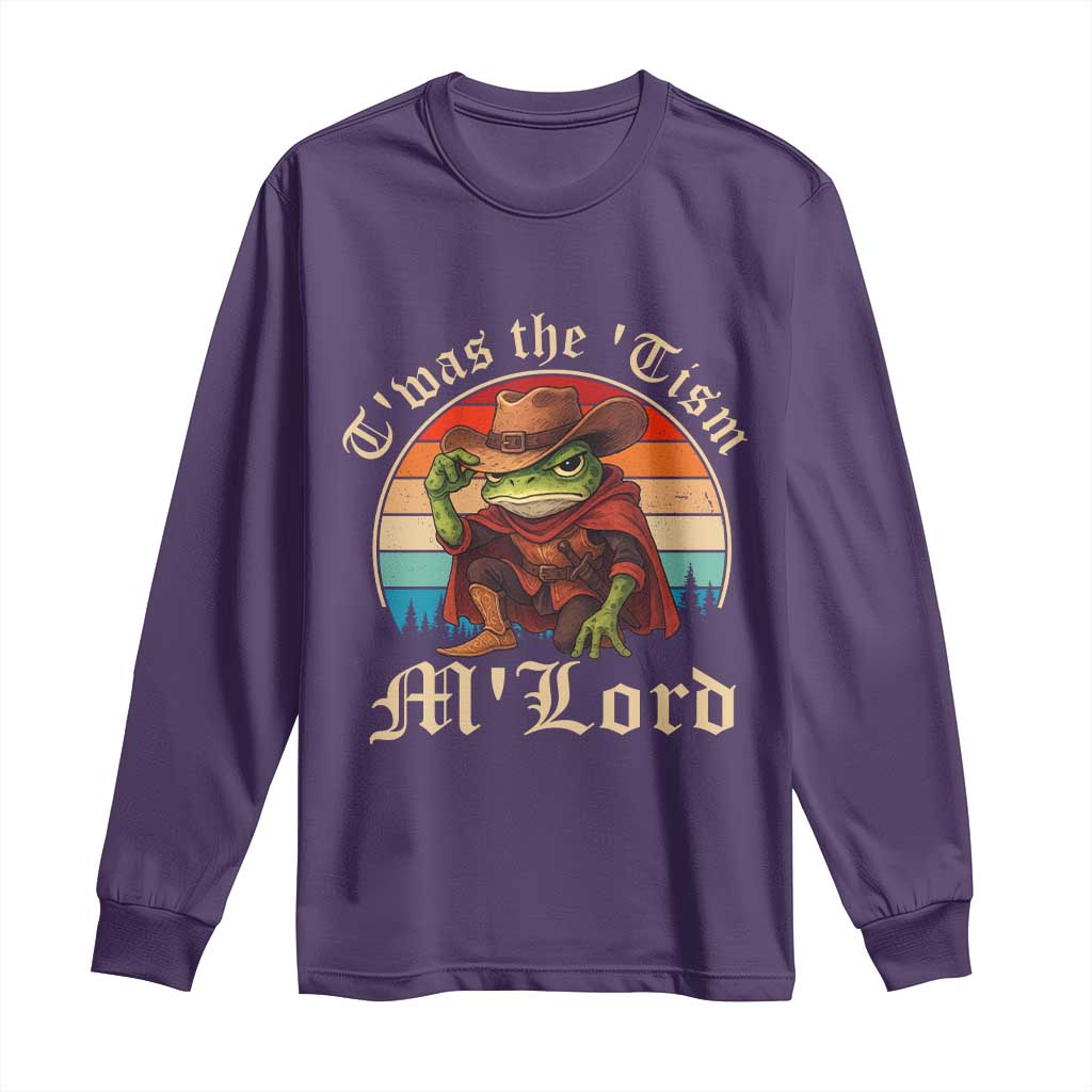Funny Frog Autism Long Sleeve Shirt T'was The 'Tism M'Lord TS14 Purple Print Your Wear