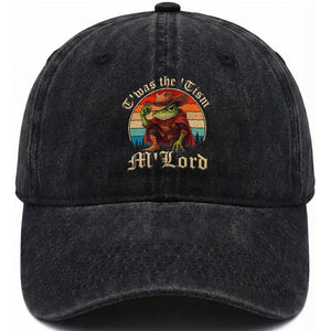 Funny Frog Autism Washed Cotton Baseball Cap T'was The 'Tism M'Lord TS14 Washed Cap Universal Fit Black Print Your Wear
