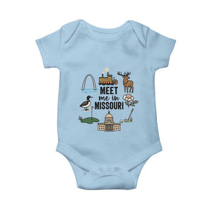 Meet Me in Missouri State Map Souvenir Baby Onesie TS14 Light Blue Print Your Wear