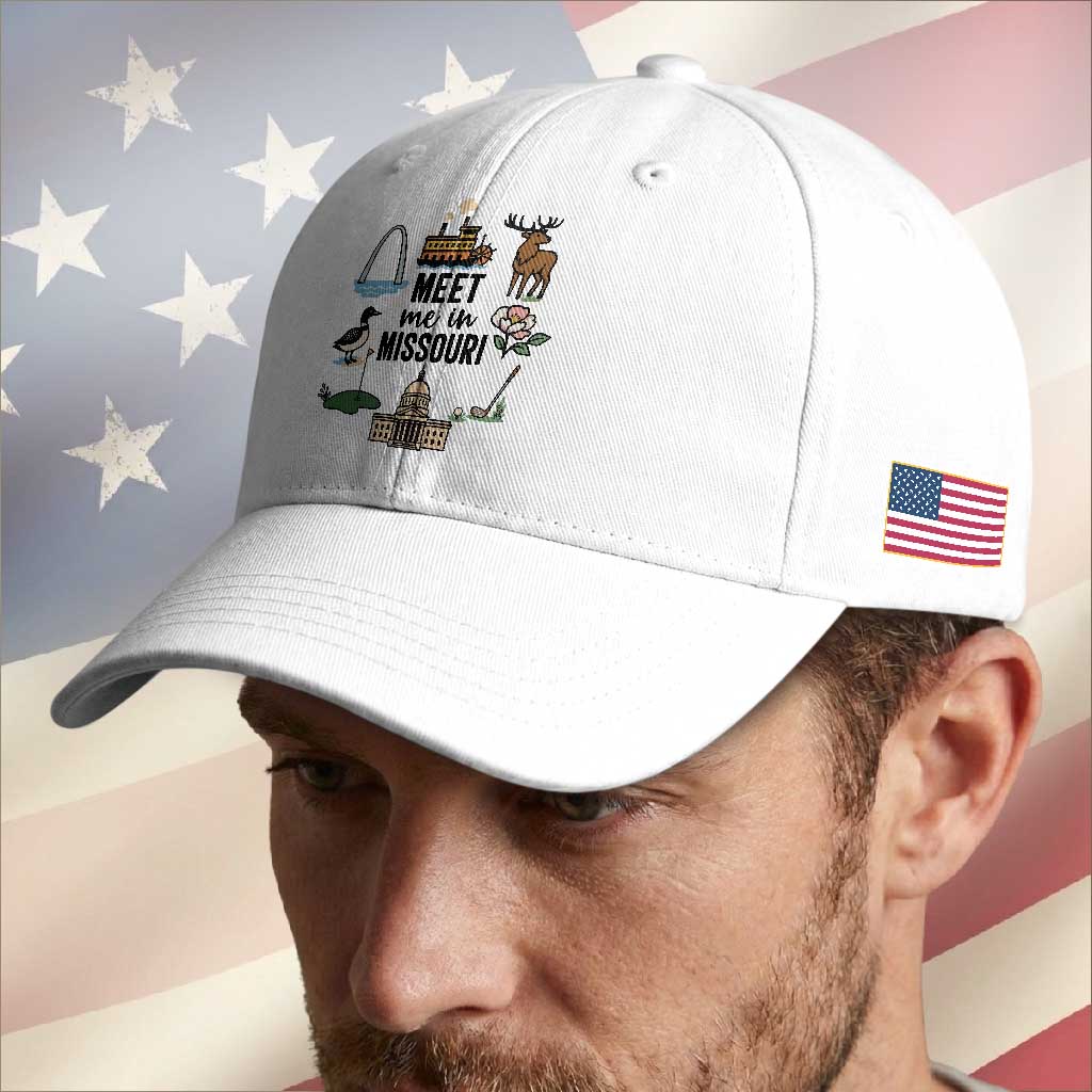 Meet Me in Missouri State Map Souvenir Baseball Cap TS14 Print Your Wear