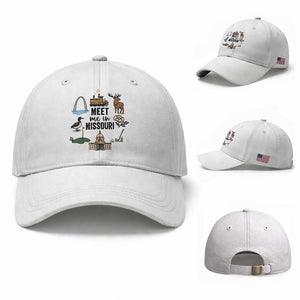 Meet Me in Missouri State Map Souvenir Baseball Cap TS14 Baseball Cap Universal Fit White Print Your Wear