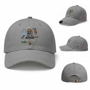 Meet Me in Missouri State Map Souvenir Baseball Cap TS14 Baseball Cap Universal Fit Sport Gray Print Your Wear