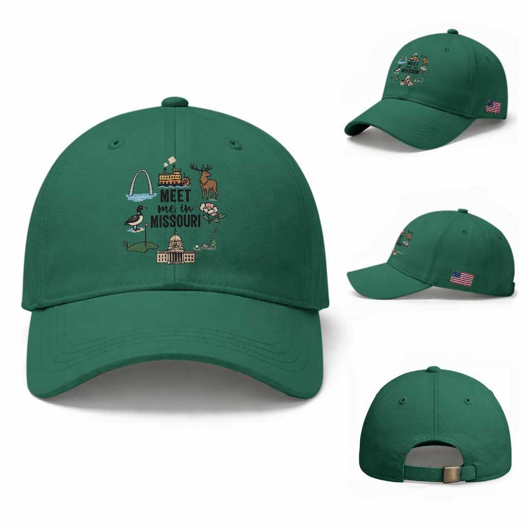 Meet Me in Missouri State Map Souvenir Baseball Cap TS14 Baseball Cap Universal Fit Irish Green Print Your Wear