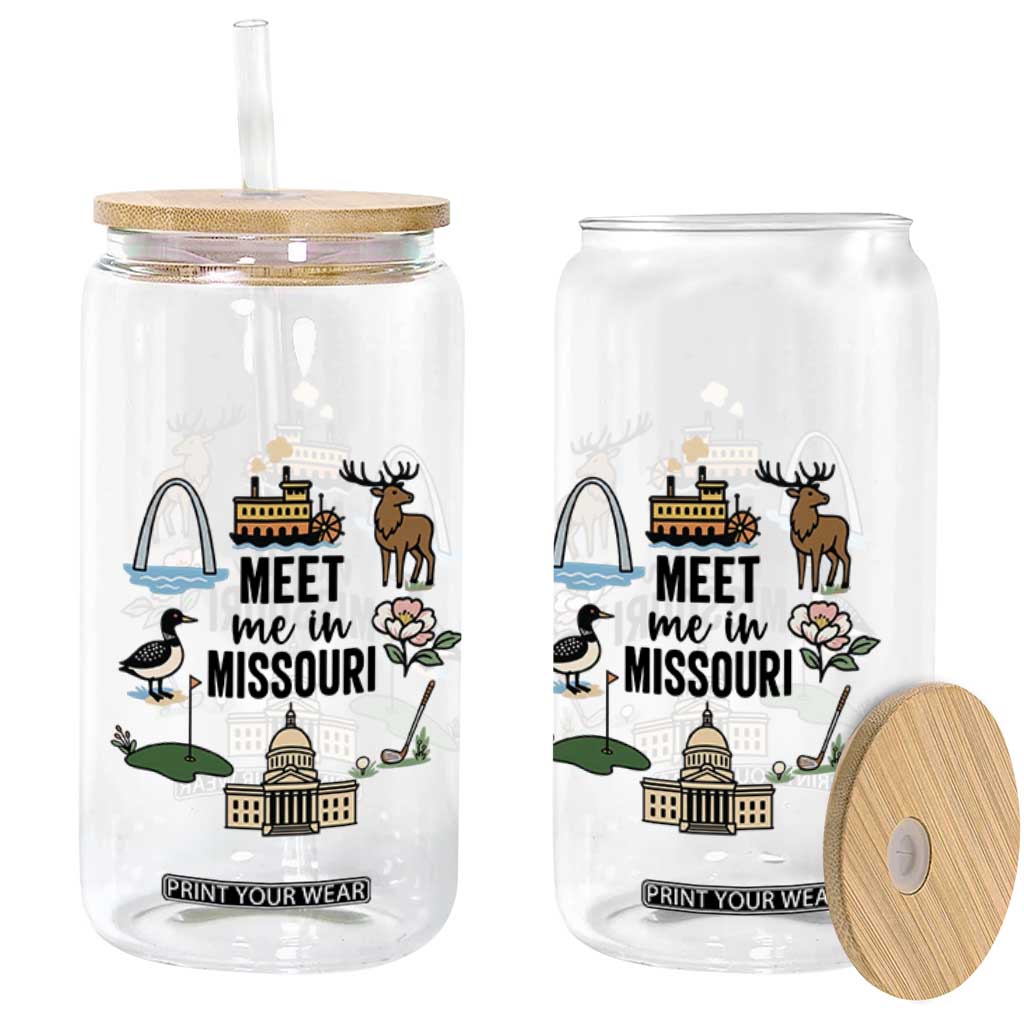 Meet Me in Missouri State Map Souvenir Glass Can TS14 Print Your Wear