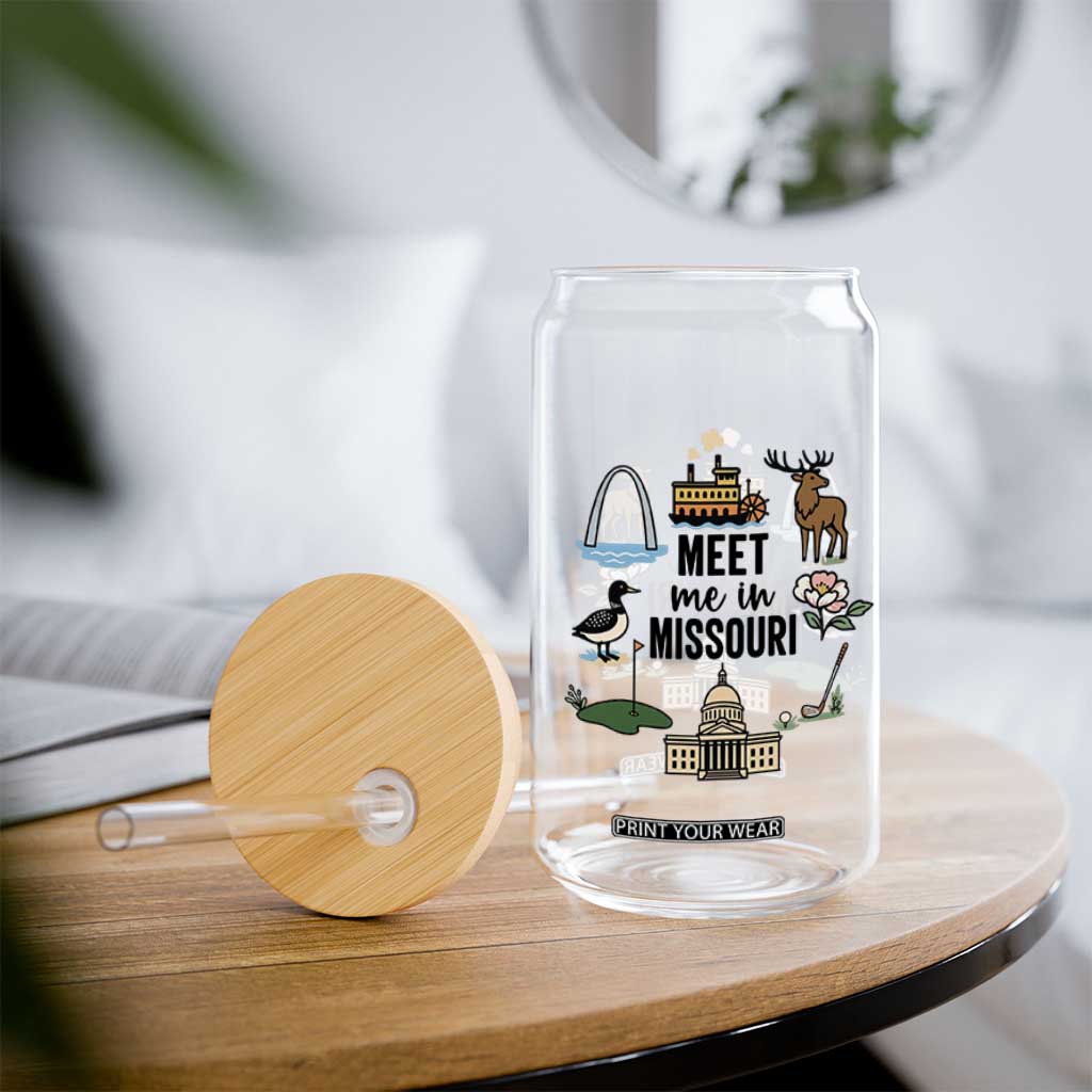 Meet Me in Missouri State Map Souvenir Glass Can TS14 Print Your Wear