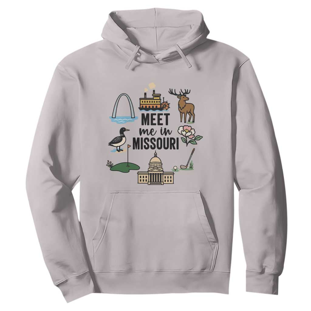 Meet Me in Missouri State Map Souvenir Hoodie TS14 Ice Gray Print Your Wear