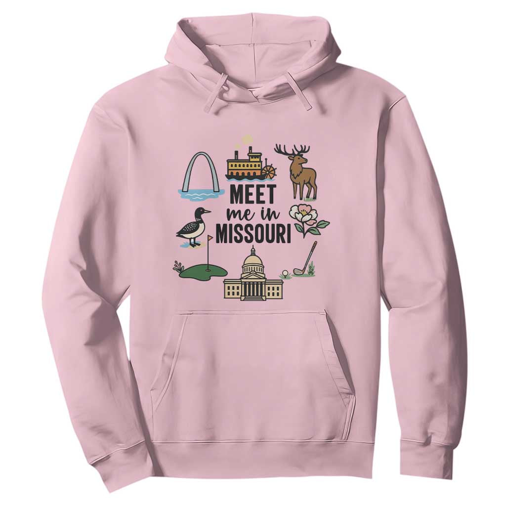 Meet Me in Missouri State Map Souvenir Hoodie TS14 Light Pink Print Your Wear