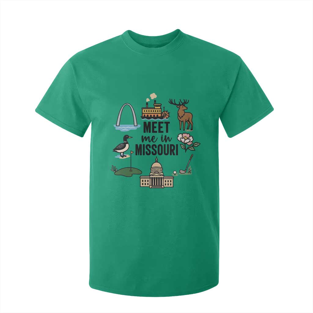 Meet Me in Missouri State Map Souvenir T Shirt For Kid TS14 Irish Green Print Your Wear