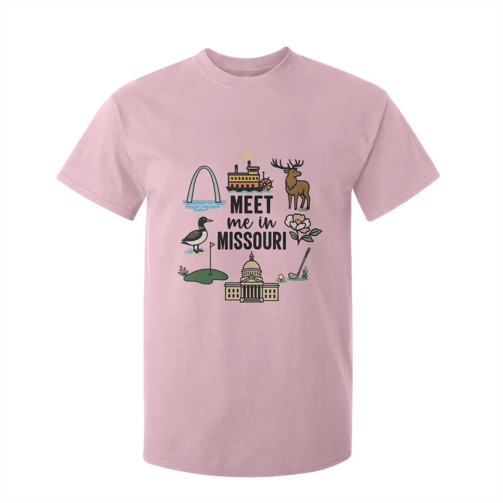 Meet Me in Missouri State Map Souvenir T Shirt For Kid TS14 Light Pink Print Your Wear