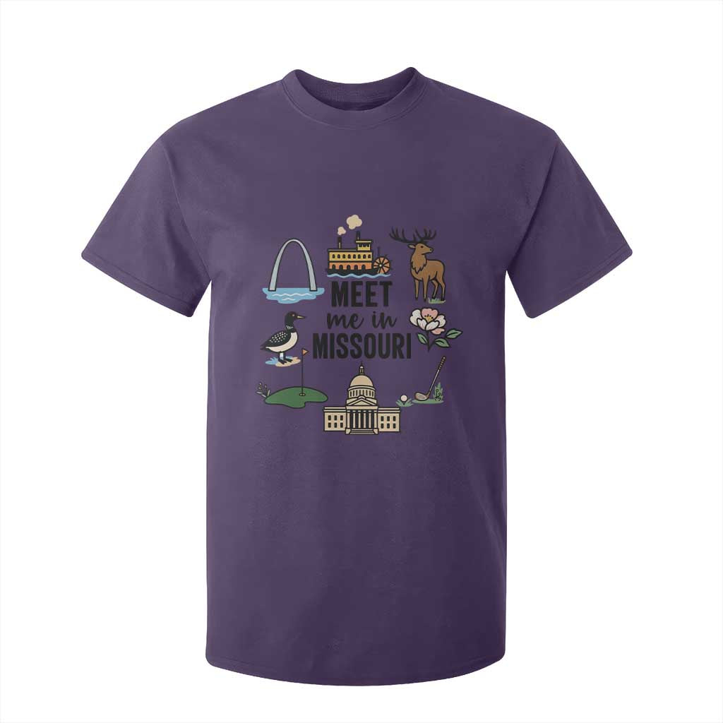 Meet Me in Missouri State Map Souvenir T Shirt For Kid TS14 Purple Print Your Wear