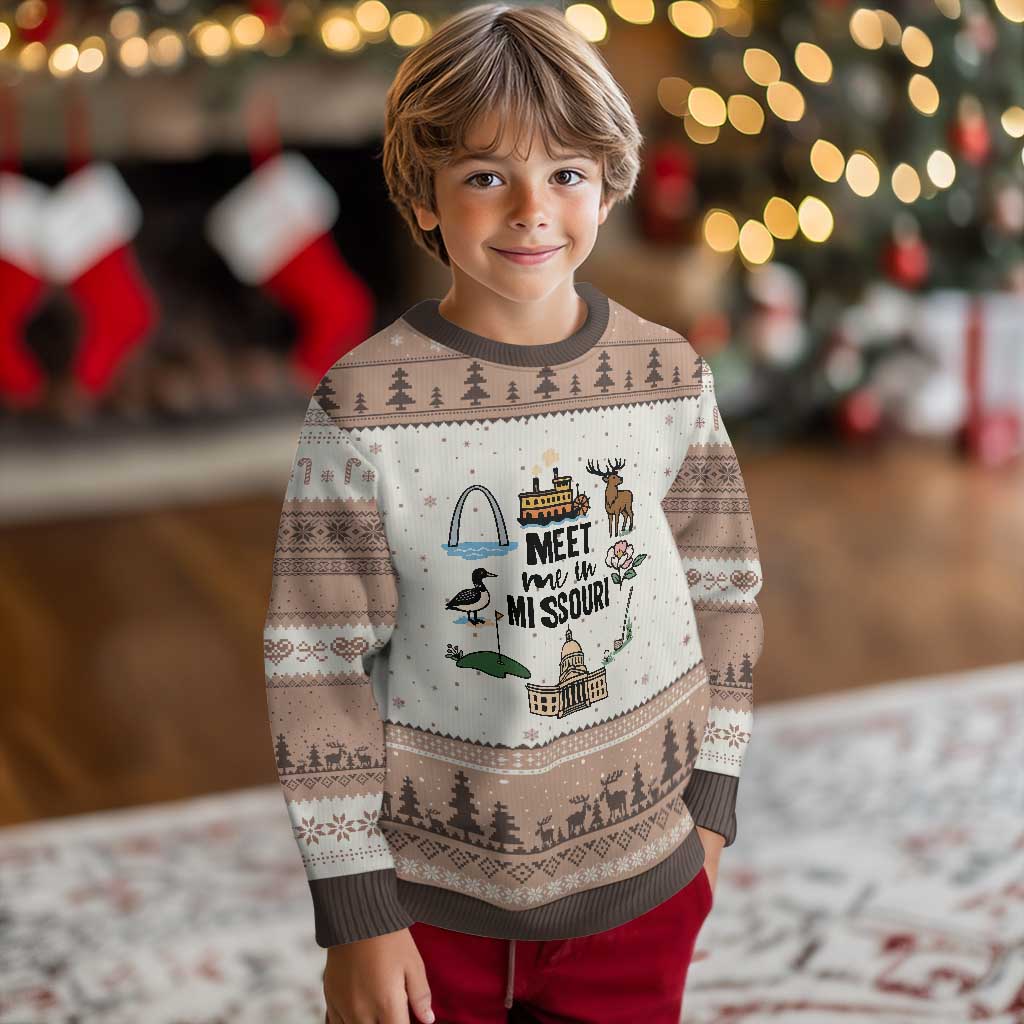 Meet Me in Missouri State Map Souvenir Ugly Christmas Sweater TS14 Mocha Mousse Print Your Wear