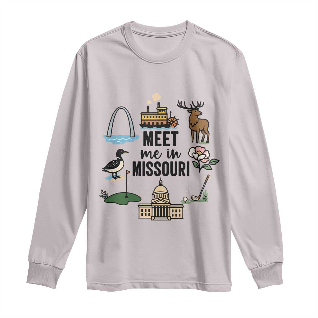 Meet Me in Missouri State Map Souvenir Long Sleeve Shirt TS14 Ice Gray Print Your Wear