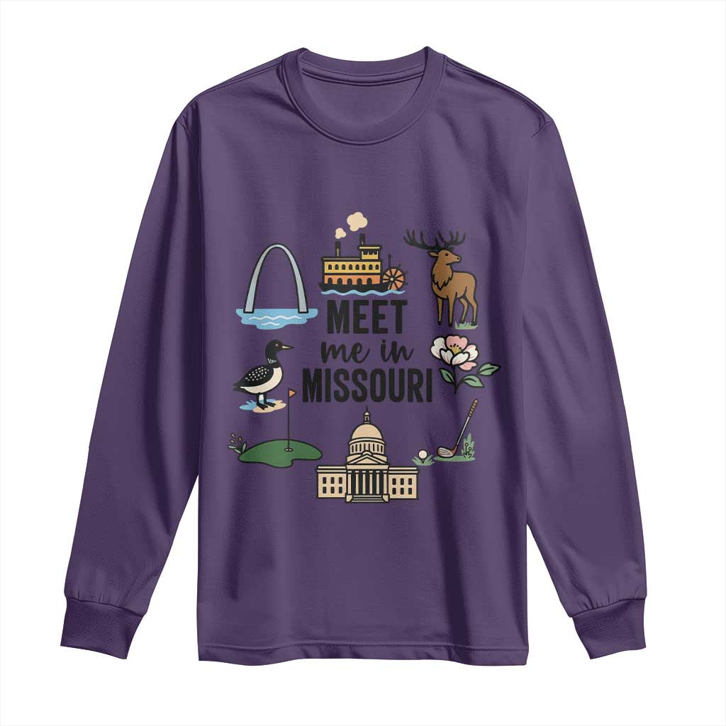 Meet Me in Missouri State Map Souvenir Long Sleeve Shirt TS14 Purple Print Your Wear