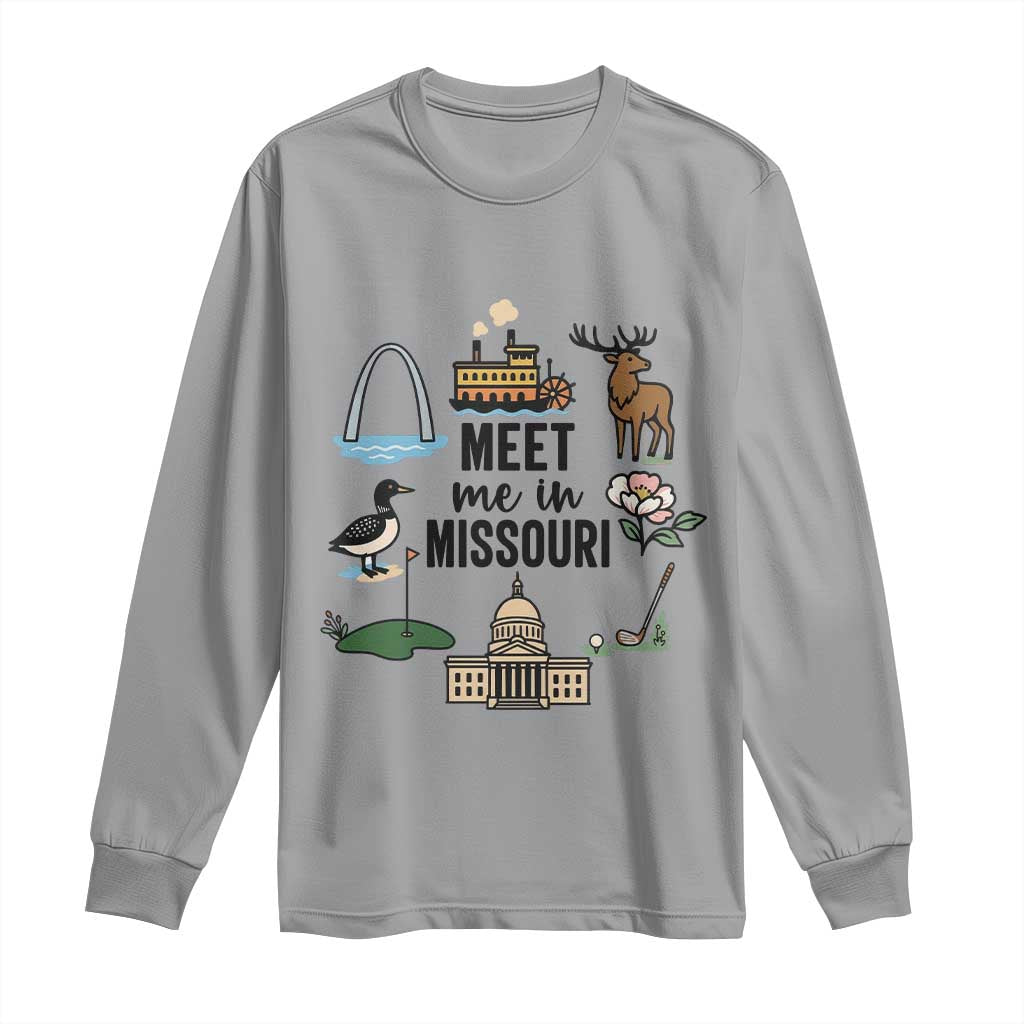 Meet Me in Missouri State Map Souvenir Long Sleeve Shirt TS14 Sport Gray Print Your Wear