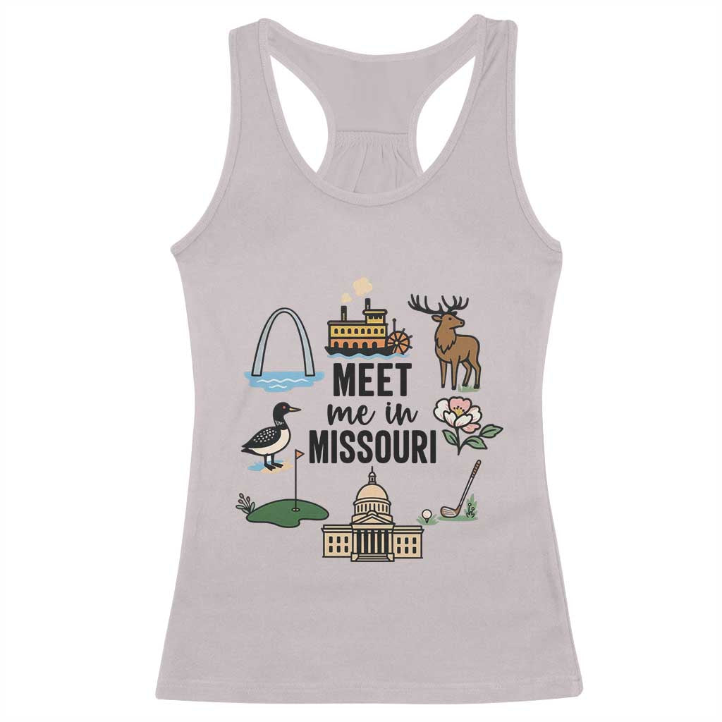 Meet Me in Missouri State Map Souvenir Racerback Tank Top TS14 Ice Gray Print Your Wear