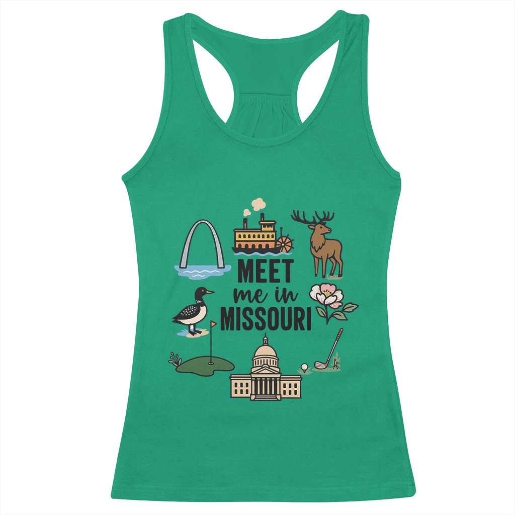 Meet Me in Missouri State Map Souvenir Racerback Tank Top TS14 Irish Green Print Your Wear
