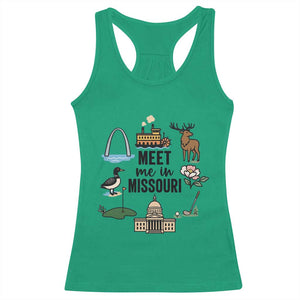 Meet Me in Missouri State Map Souvenir Racerback Tank Top TS14 Irish Green Print Your Wear