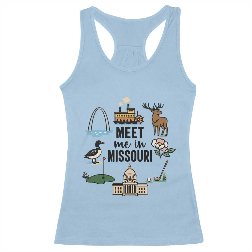Meet Me in Missouri State Map Souvenir Racerback Tank Top TS14 Light Blue Print Your Wear