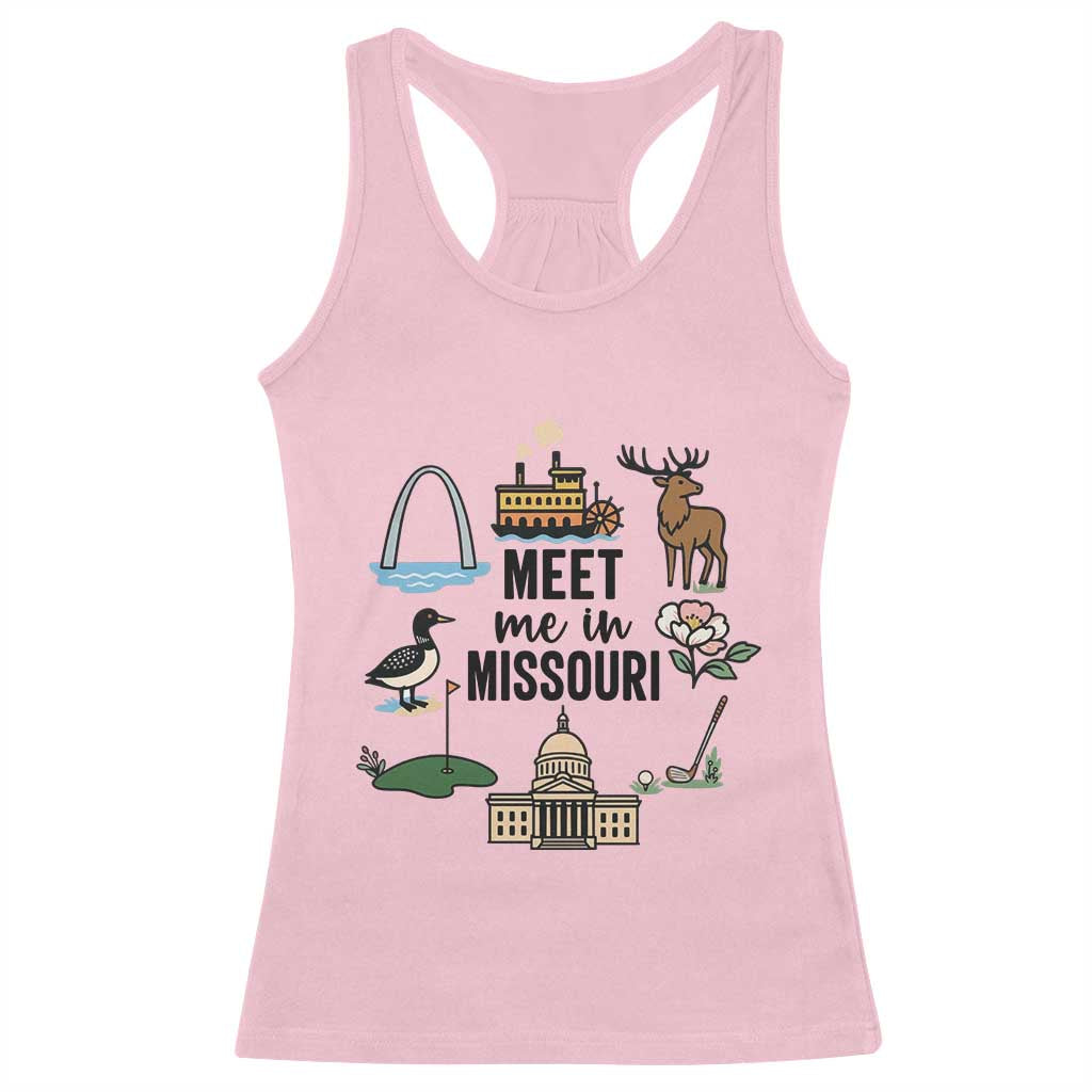 Meet Me in Missouri State Map Souvenir Racerback Tank Top TS14 Light Pink Print Your Wear