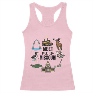 Meet Me in Missouri State Map Souvenir Racerback Tank Top TS14 Light Pink Print Your Wear