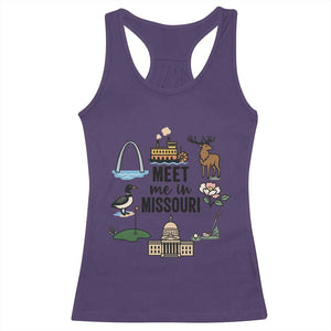 Meet Me in Missouri State Map Souvenir Racerback Tank Top TS14 Purple Print Your Wear