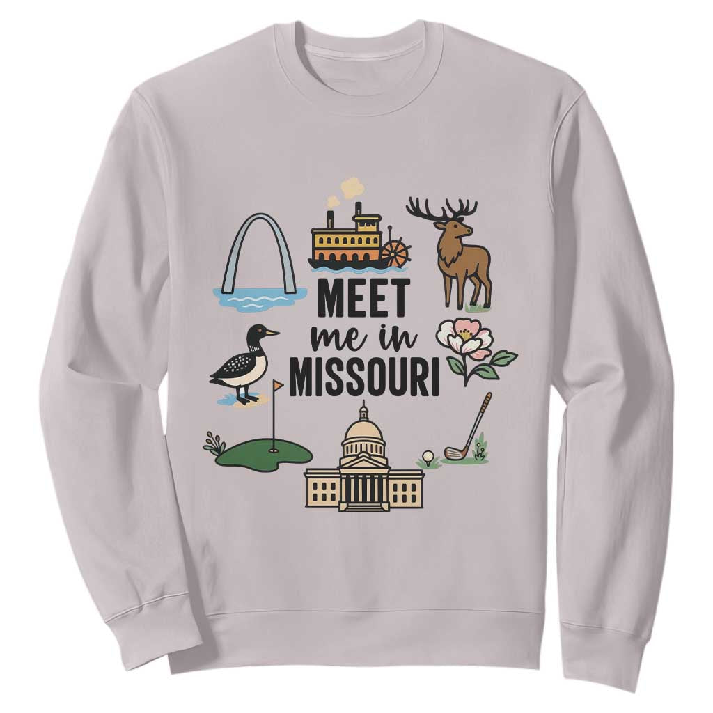 Meet Me in Missouri State Map Souvenir Sweatshirt TS14 Ice Gray Print Your Wear