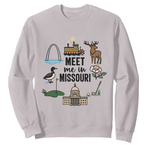 Meet Me in Missouri State Map Souvenir Sweatshirt TS14 Ice Gray Print Your Wear