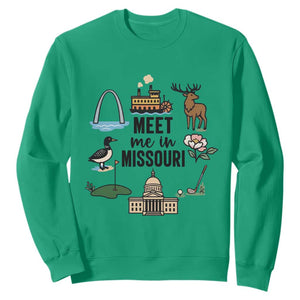 Meet Me in Missouri State Map Souvenir Sweatshirt TS14 Irish Green Print Your Wear