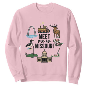Meet Me in Missouri State Map Souvenir Sweatshirt TS14 Light Pink Print Your Wear