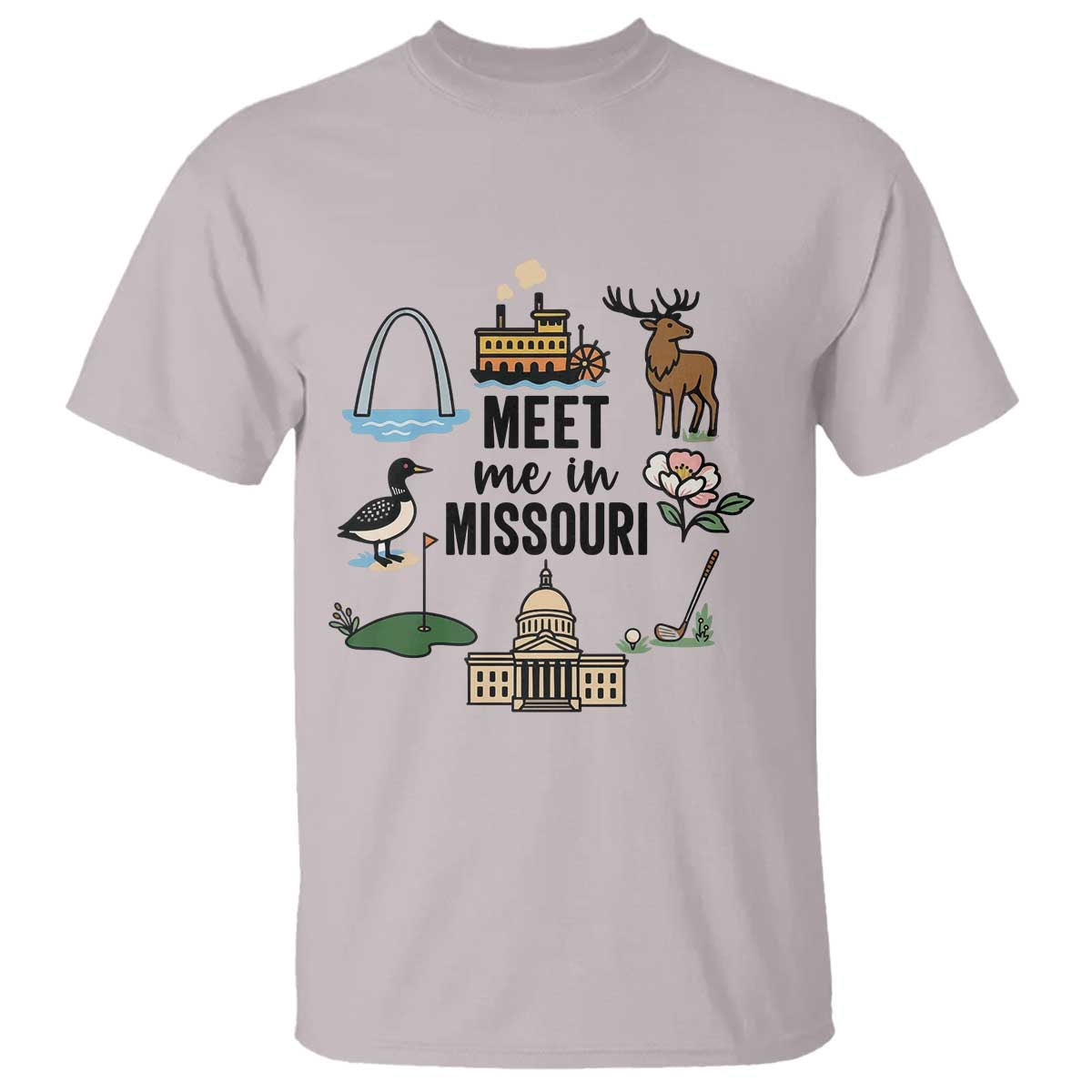 Meet Me in Missouri State Map Souvenir T Shirt TS14 Ice Gray Print Your Wear